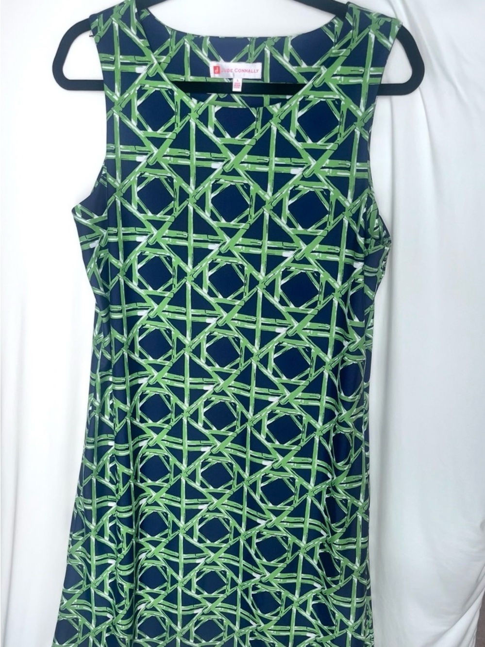 Jude Connally Bamboo Shift Dress in Navy and Green - Picture 2 of 11
